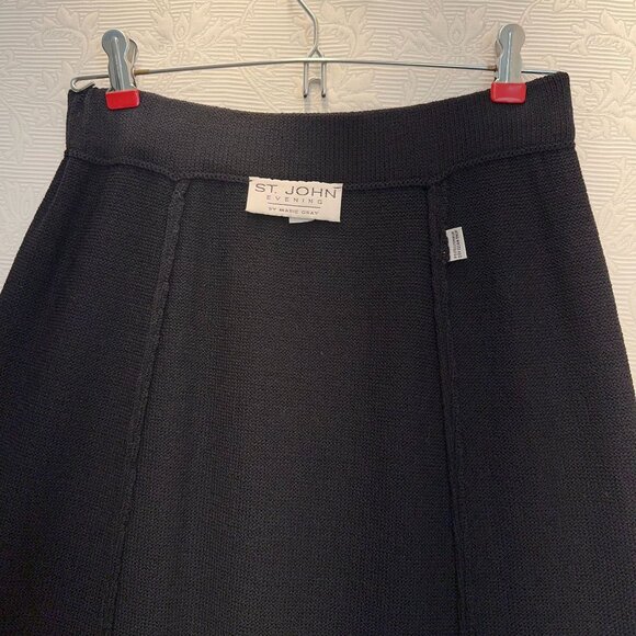 Vtg St. John Evening By Marie Gray SIZE 6 BLACK SANTANA KNIT MAXI Skirt (USA) - Picture 9 of 9